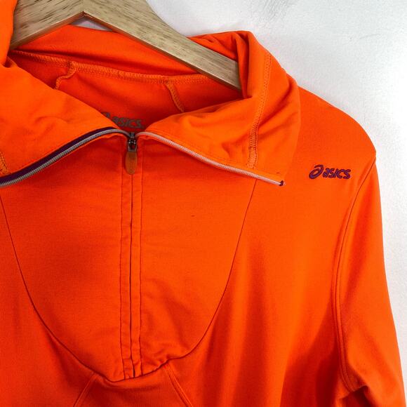 Asics Neon Orange Half Zip Long Sleeve Activewear Pullover Women's Size Small S - Picture 4 of 6